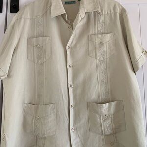 Cubavera Men’s XL Beige Guayabera Shirt
